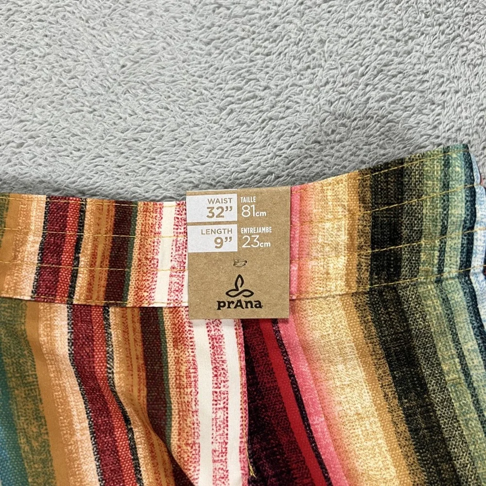 Prana Board Shorts Mens 32 Fenton Baja Stripe Swim Pocket Beach Surfing New